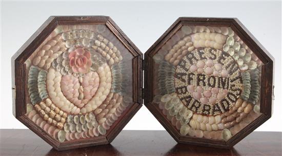 A 19th century sailors shellwork double Valentine, 9in.